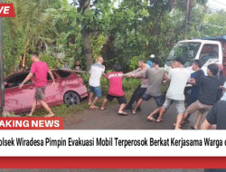 Kapolsek Wiradesa Pimpin Evakuasi Mobil Terperosok Berkat Kerjasama Warga dan Polri