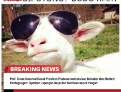 Prof. Sutan Nasomal Desak Presiden Prabowo Instruksikan Menaker dan Menteri Perdagangan: Ciptakan Lapangan Kerja dan Hentikan Impor Pangan!