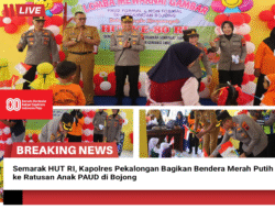 Semarak HUT RI, Kapolres Pekalongan Bagikan Bendera Merah Putih ke Ratusan Anak PAUD di Bojong