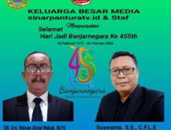 Keluarga besar Media Sinarpanturatv.id mengucapkan Selamat Hari Jadi Kabupaten Banjarnegara ke-455 (26 Februari 1571 – 26 Februari 2026).