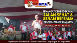 Pererat Silaturahmi Warga, Forkopincam Ampelgading Gelar Jalan Sehat Peringatan Kemerdekaan RI