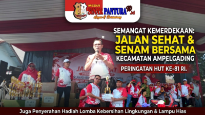 Pererat Silaturahmi Warga, Forkopincam Ampelgading Gelar Jalan Sehat Peringatan Kemerdekaan RI