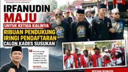 “Irfanudin Maju untuk Ketiga Kalinya, Ribuan Pendukung Iringi Pendaftaran Calon Kades Susukan”.