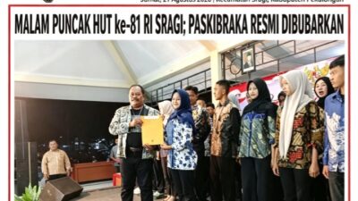 Malam Puncak HUT ke-81 RI di Sragi: Paskibraka Resmi Dibubarkan, Camat Apresiasi Dedikasi dan Disiplin
