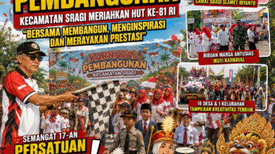 Karnaval Pembangunan Kecamatan Sragi Meriahkan HUT ke-81 RI, Bersama Membangun, Menginspirasi dan Merayakan Prestasi