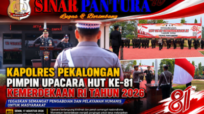 Kapolres Pekalongan Pimpin Upacara HUT ke-81 Kemerdekaan RI, Tegaskan Semangat Pengabdian dan Pelayanan Humanis