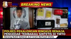 Polres Pekalongan Ringkus Remaja Pengedar Tembakau Sintetis di Tirto, 3,41 Gram Barang Bukti Disita