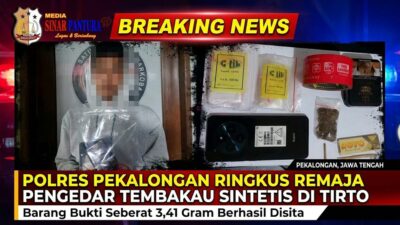 Polres Pekalongan Ringkus Remaja Pengedar Tembakau Sintetis di Tirto, 3,41 Gram Barang Bukti Disita